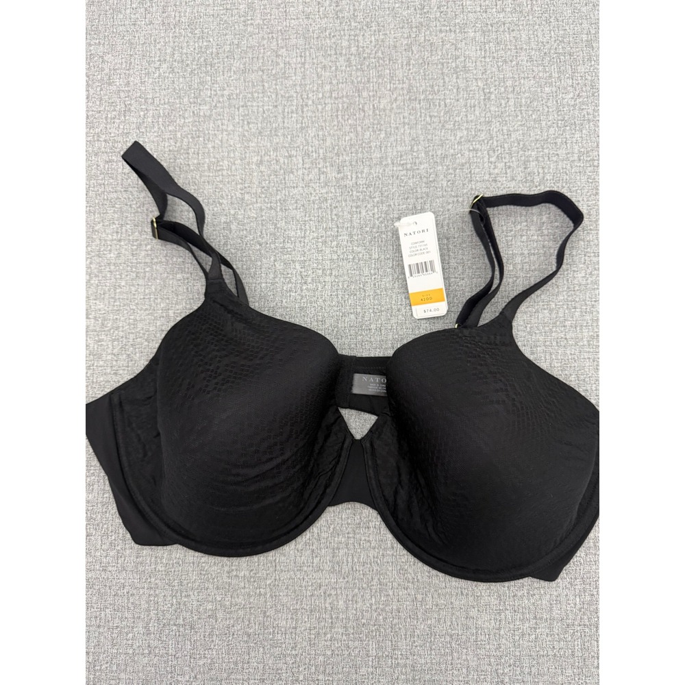 NWT Natori 42DD Conform Bra Black Animal Print Memory Contour Underwire 731165